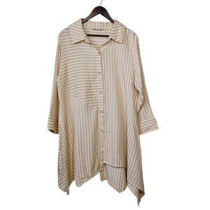 Soft Surroundings Stripes Lagenlook Asymmetrical Button Down Tunic Size Large